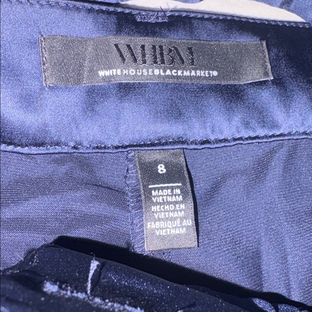 White House Black Market Navy Wide-Leg Satin Cargo Pants size 8 - Picture 3 of 7